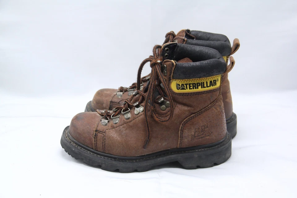 Botas femininas CAT Caterpillar tamanho 5,5 de largura couro marrom biqueira macia trabalho industrial - Imagem 4 de 4