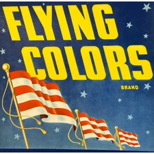 Schuman Farms Vintage 1940s Flying Colors Veggie Crate Label