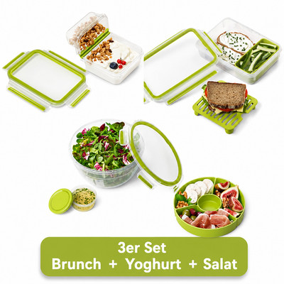 Emsa Clip & Go 3er Set Brunchbox 1,2 L + Yoghurtbox 0,6L  + Salatbox 1L