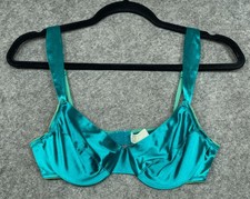 Vintage Victoria's Secret Second Skin Satin Bra Womens 36B Green Gold Label 90s