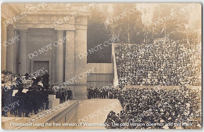 Antique RPPC Greek Theater UC BERKELEY Concert Orchestra 1910s Photo Postcard