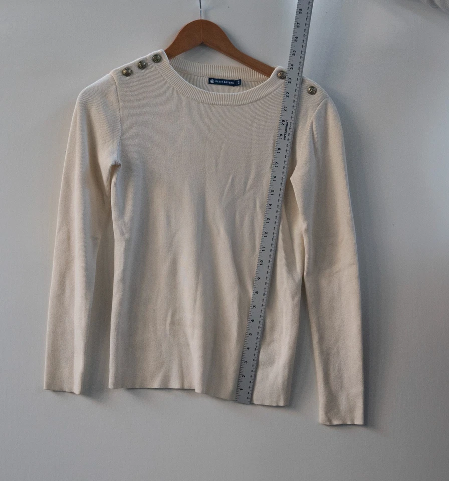 Petit Bateau Women 100% cotton Yacht Club Sailor Top in Ivory Size XS - Image 2 of 4