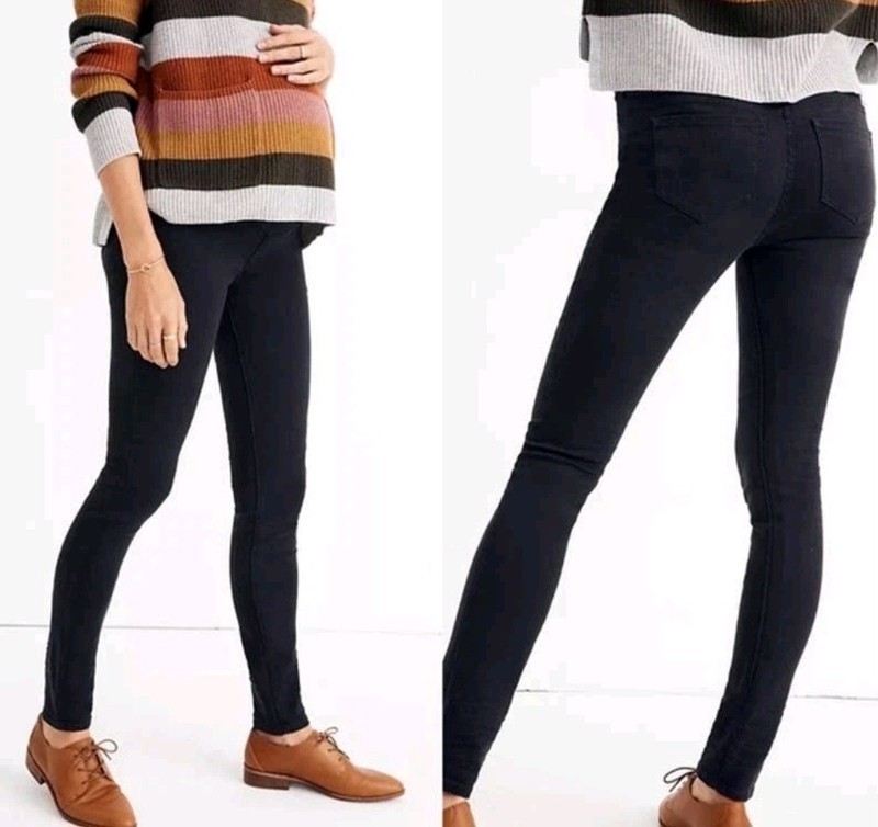Madewell Jeans Women Maternity Sz 27 Black Skinny Over Belly Pull On Denim Lunar
