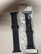 Apple Watch Silicone Rubber Black Sport Band - Fits 42mm 44mm 45mm - Size M/L