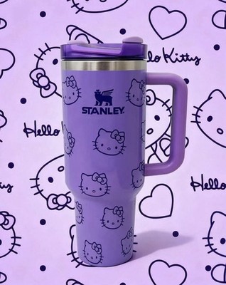 Purple 40oz Tumbler Flowstate Kawaii y2k Stainless Steel Hello Kitty Travel Cup