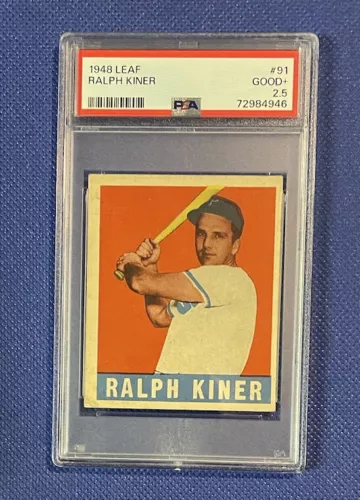Original Vintage 1948 Leaf #91 RALPH KINER PSA 2.5 Nice Card! M118