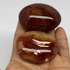 164.8g, 2.1"-2.2", 2pcs, Red Carnelian Palm-Stone Gem Crystal Polished, B37597