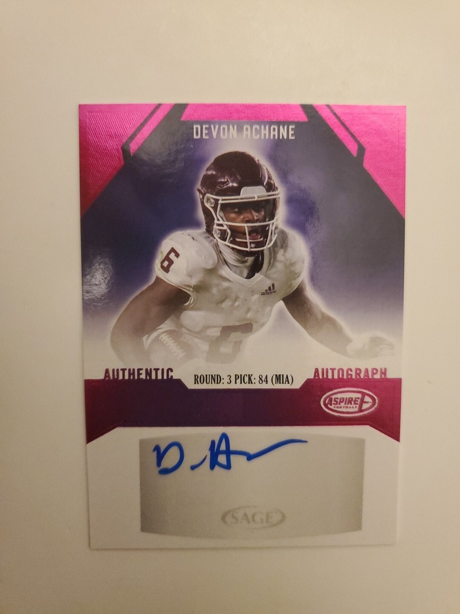 Devon Achane 2023 Sage Aspire Rookie Autograph Purple ASP-DA Miami
