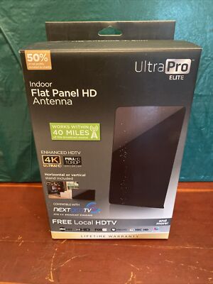 Ultra Pro Flat Directional Indoor HD; UHF; VHF TV Antenna 4K Ultra HD 40 Miles