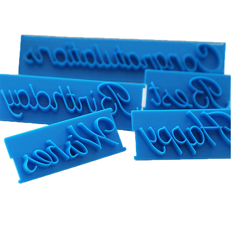 6pcs Fondant Cake Embosser Letters Mold Happy Birthday Best Wishes