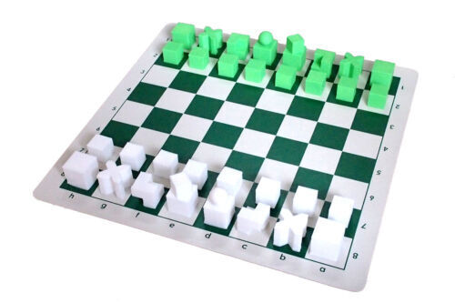 Club Vinyl Rollup Chess Board Green & Buff - 2.25 Squares - The Chess Store