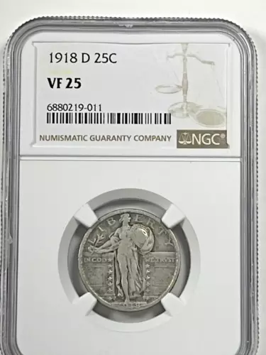 1918-D Standing Liberty Quarter : NGC VF25