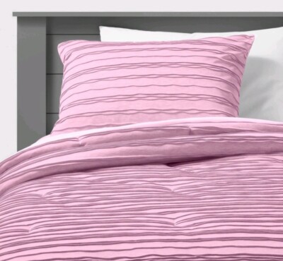 Pillowfort Jersey Wave Comforter Set Full/Queen Pcs Rose Pink