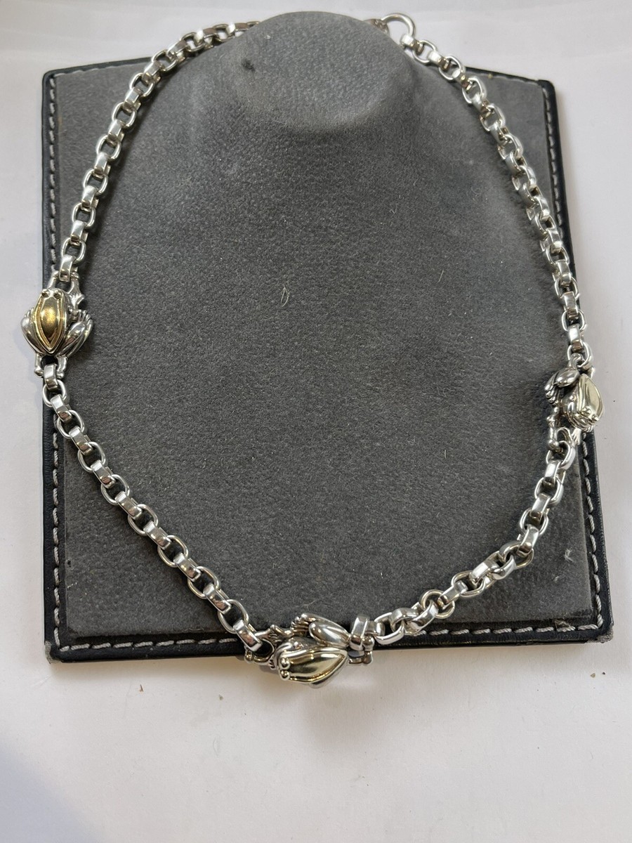 Stunning Barry Kieselstein Cord Frog Choker Necklace 14K Gold