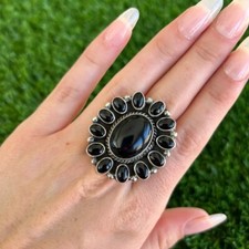 Genuine Black Onyx Ring 925 Sterling Silver Gemstone Ring Bridesmaid gift