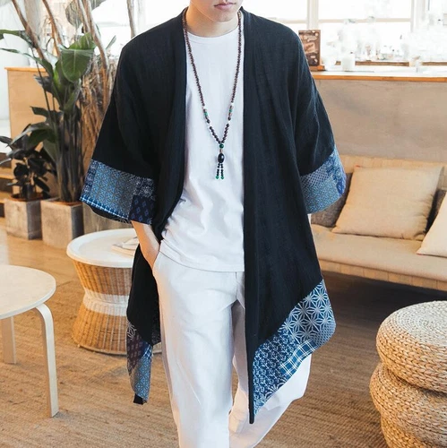 Sommer Kimono Strickjacke Herren Männer Samurai Kostüm Kleidung Kimono Jacke - Bild 8 von 38