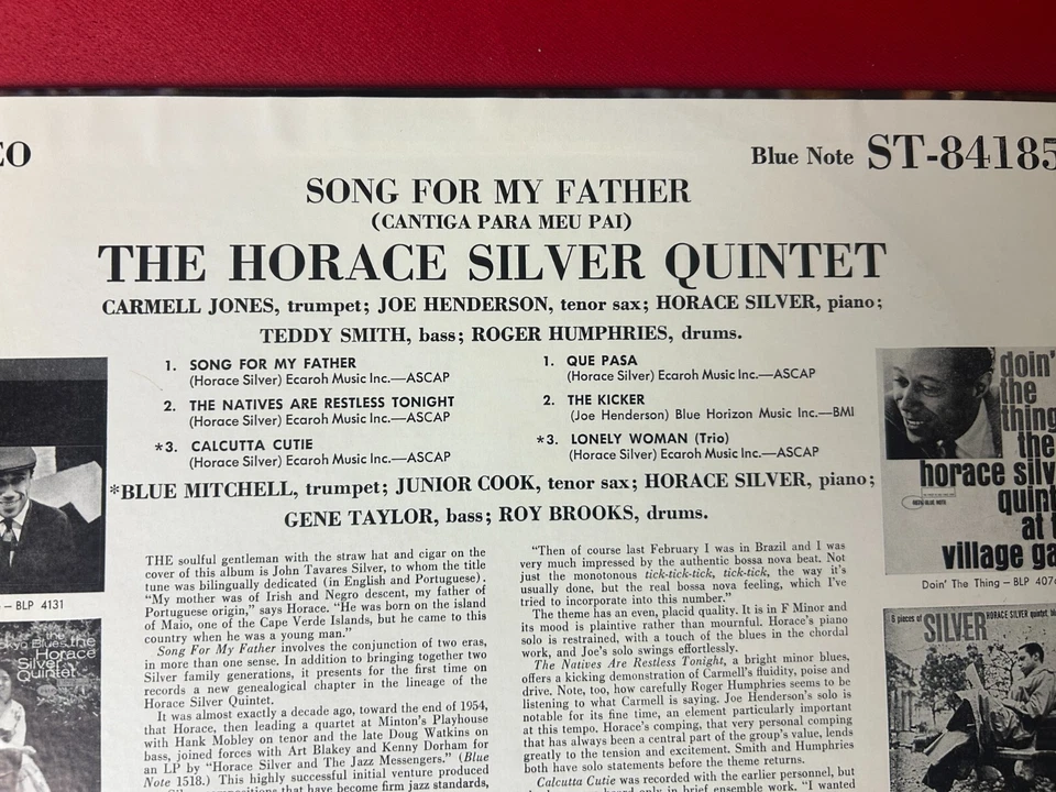 The Horace Silver Quintet – Song for My Father = Cantiga Para Meu Pai - VG+ - Image 4 of 4