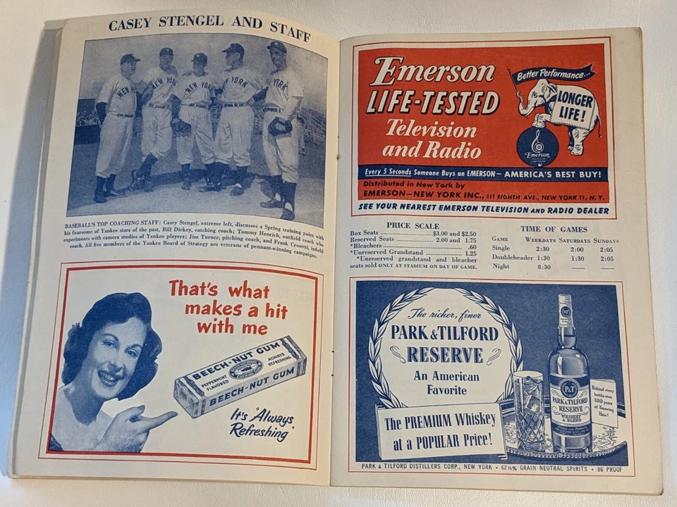 1951 Chicago Cubs  vs New York Yankees Stadium Program Scorecard Scored MLB - Image 3 of 4