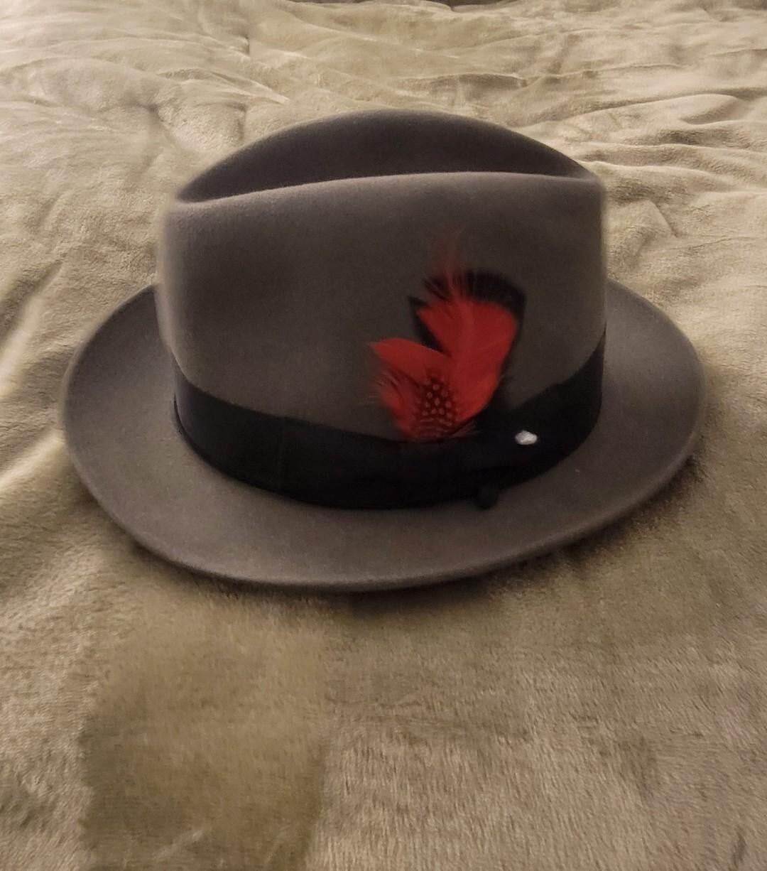 Gray Fur Felt Fedora Classic Selentino Rose Hat by JJ Hat Center NYC-image