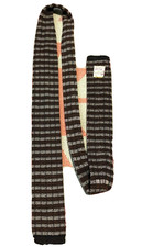 Vintage 40s Phoenix Striped Nylon Square Tie Brown Silver Black Skinny