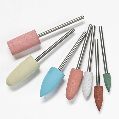 5PCS Taper Diamond Silicone Polishing Burr Bur For Rotary Tool Nail Art Salon