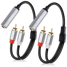 6.35mm to 2RCA Audio Cable(2 Pack),6.35mm 1/4 inch Female TRS to Stereo Dual RCA