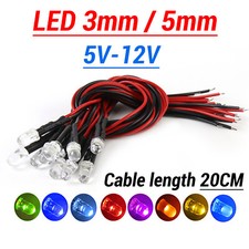 5v-12v Constant Or Flashing 3mm 5mm Pre Wired Ultra Bright Led