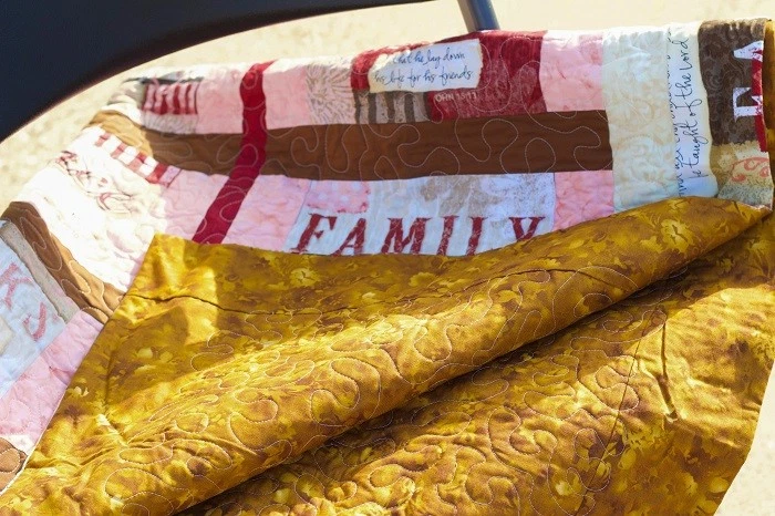 Handmade Quilt - Words To Live By - Bible verses-Tans-Light Corals-49" x 44-1/2" - Image 4 of 4