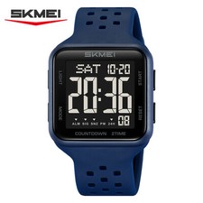SKMEI Men Rectangle Wristwatch Boys Digital Sport Watch Student LED Alarm Watch