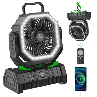 20000mAh Portable Camping Fan Battery Powered Tent Light Fan with LED Light Fan