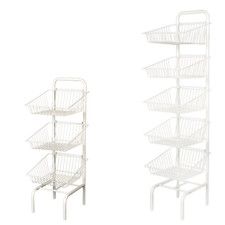 Supporto cestino 3 e 5 livelli display negozio bianco per pane, snack, vestiti o giocattoli