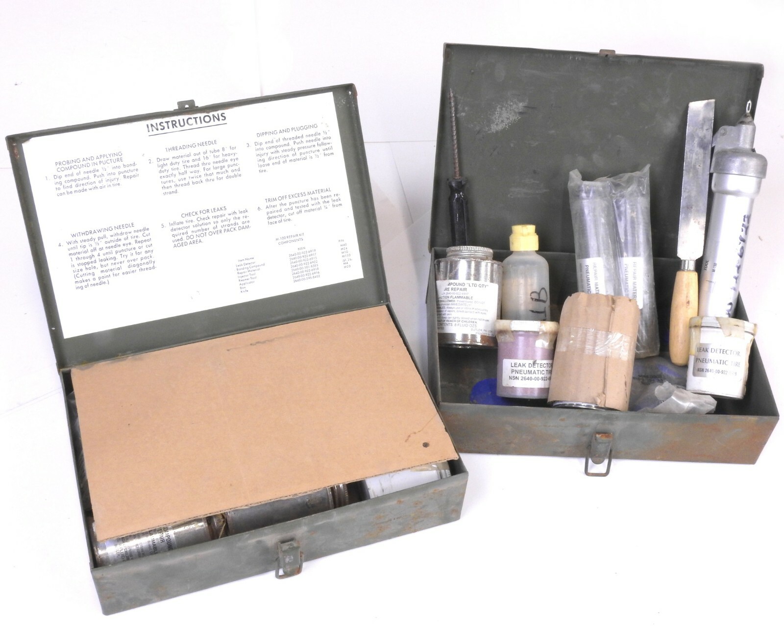 2 Boxes of Tubeless Pneumatic Tire Puncture Repair Kit NSN 264000922