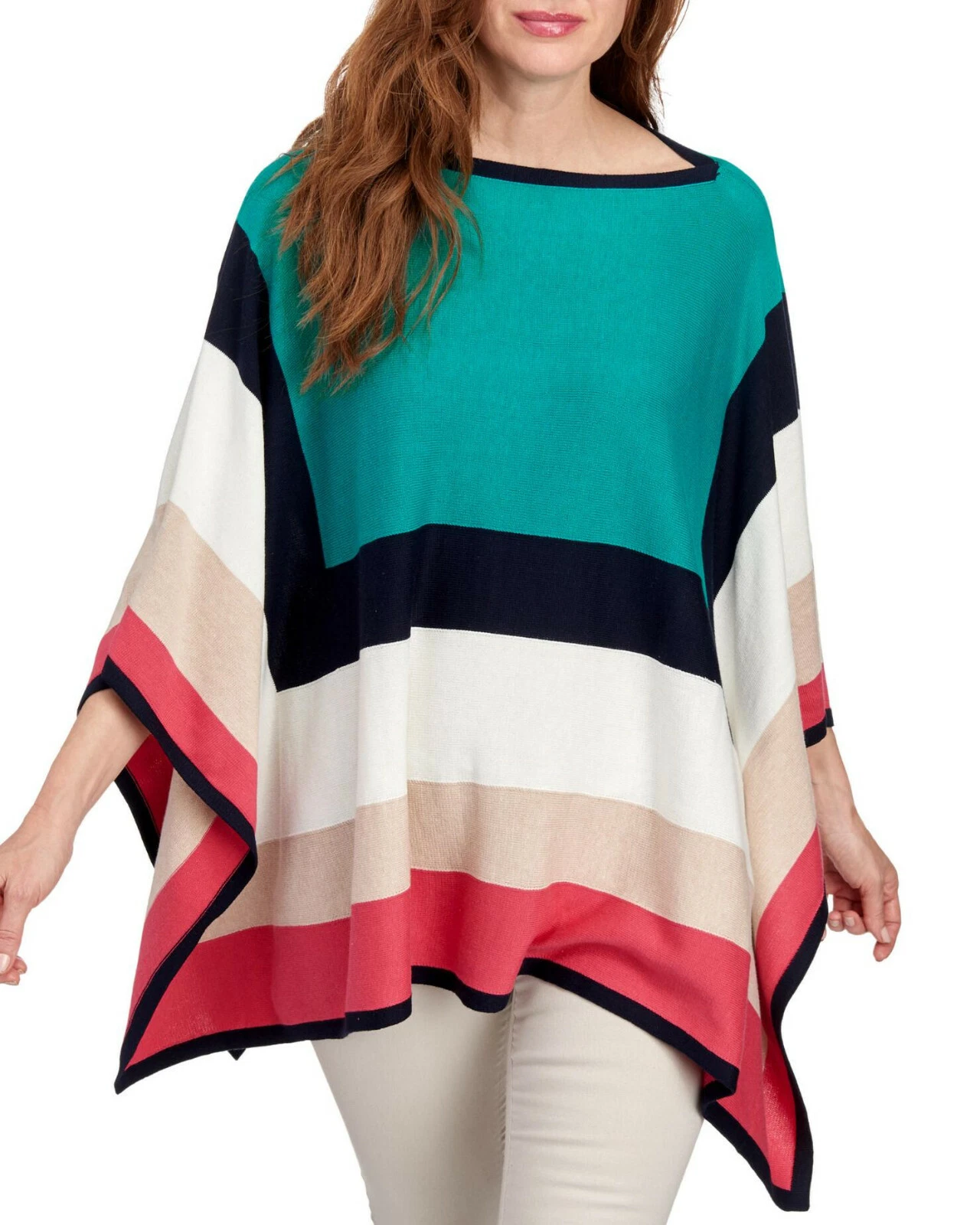 RAFAELLA Colorblocked Sweater Poncho SIZE ONE SIZE Open-Side Layering Piece Z1
Opens in a new window