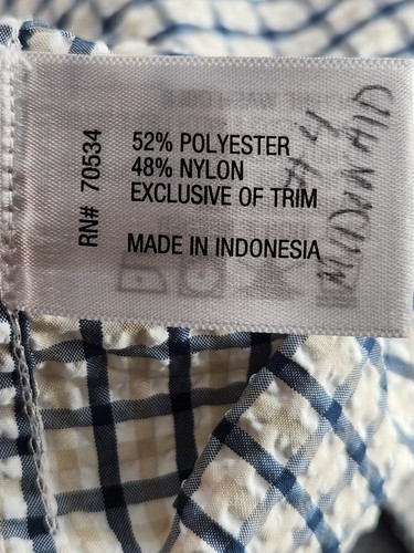 Orvis Seersucker Fishing Shirt Double Pockets Blue Check Polyester Nylon Soft XL - Picture 17 of 22