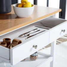 SAFAVIEH Cohyn 2-Drawer 2-Shelf Kitchen Cart | Natural / White |