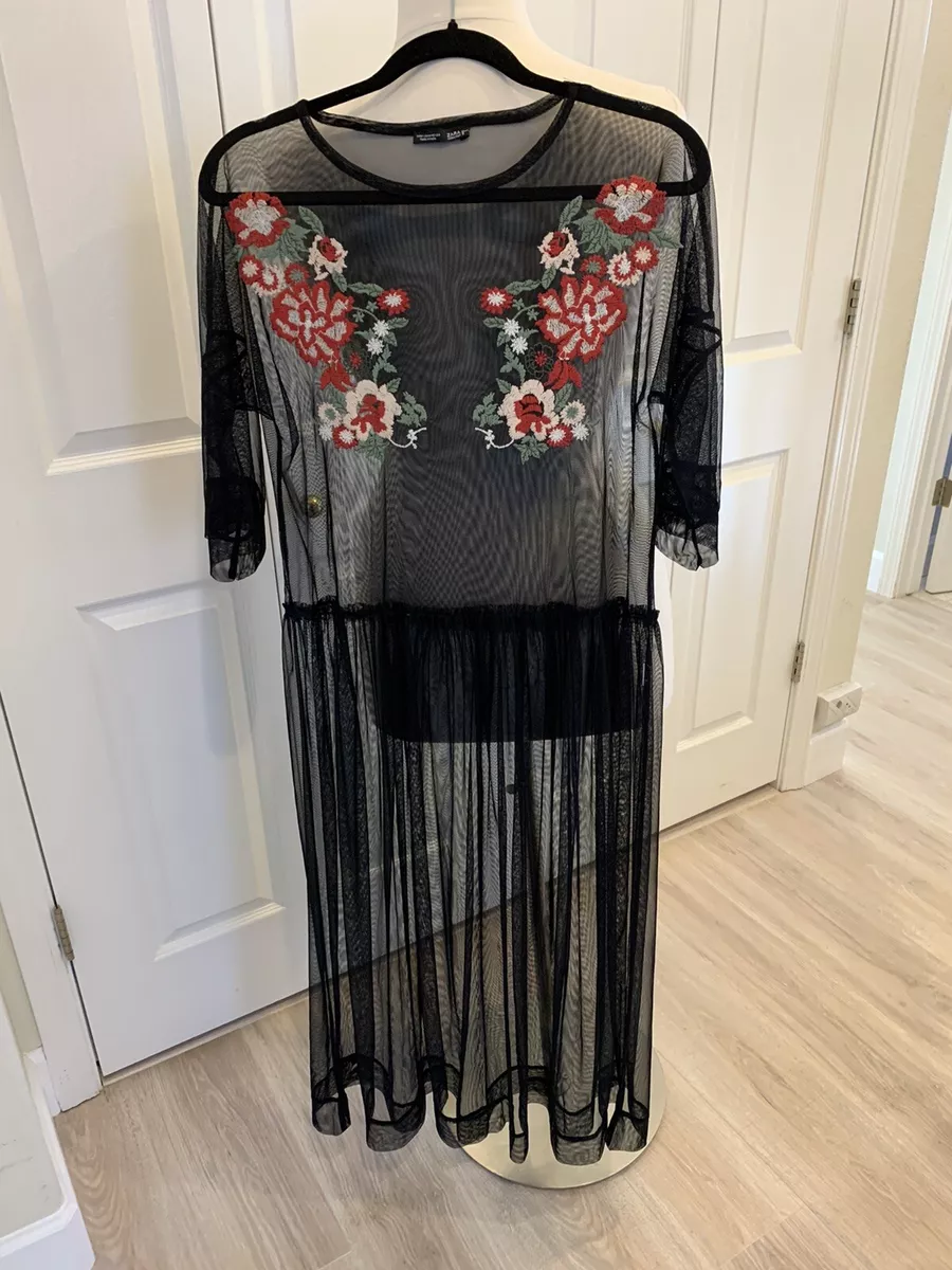 Zara black cheap mesh dress