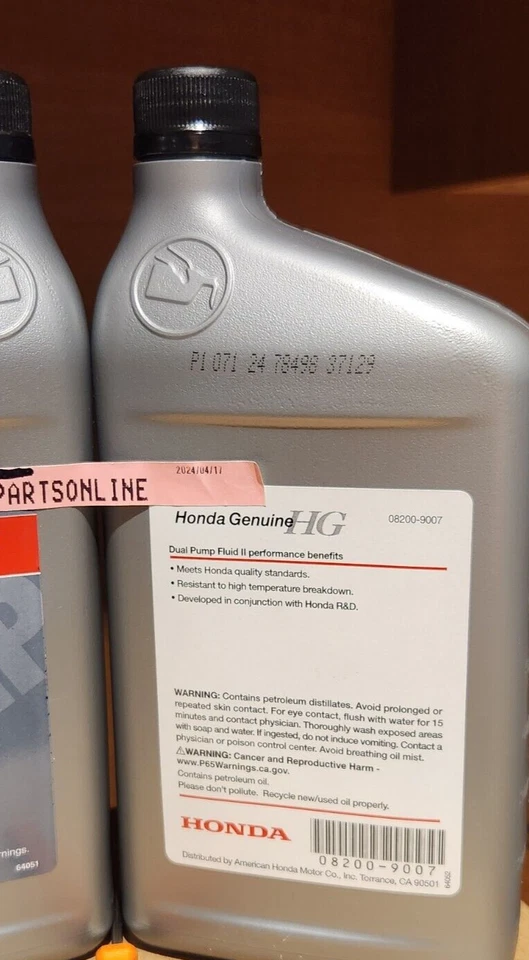 3x QTS OEM Honda DPSF II Fluido Bomba Dupla DPSF CRV PILOT MDX TL NOVO LACRADO - Imagem 2 de 2