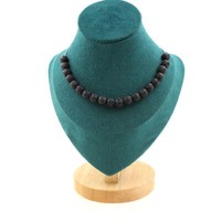 A Bijoux Lave Collier 20 Perlen 8 Mm Edelstahlkette In