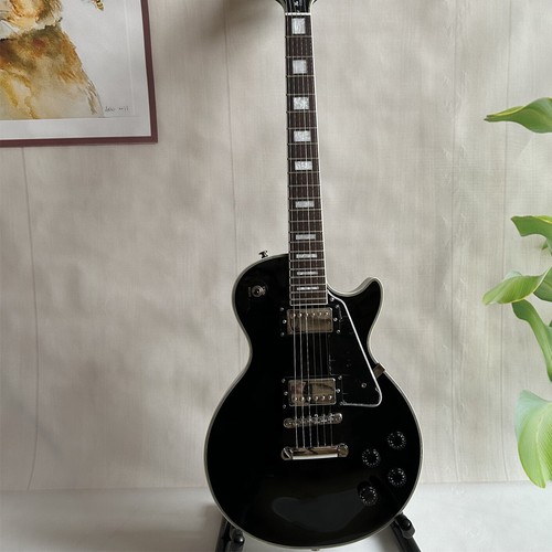 Guitarra Eléctrica Personalizada LP Cuerpo Sólido Cuerpo Negro Brillante Cromo Herrajes 6 Cuerdas - Imagen 2 de 13