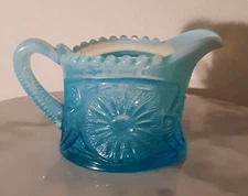 Northwood Sunburst on Shield aka Diadem Blue Opalescent Breakfast Set Creamer