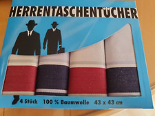Taschent&uuml;cher f&uuml;r Herren 4 St&uuml;ck - 43 x 43 cm 100% Baumwolle neu