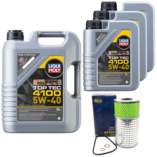 MotoröL Set Top Tec 4100 5W-40 8 Liter + ÖLfilter FüR Ssangyong Korando Musso-image