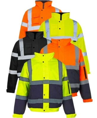 Step Ahead Hi-Vis Visibility Safety Bomber Jacket Waterproof Work Wear