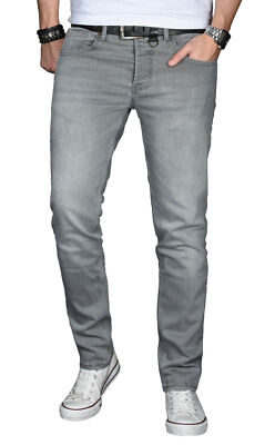 A. Salvarini Designer Herren Jeans Hose Basic Stretch Regular Slim Grau O029 NEU