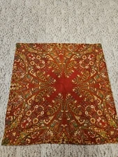 POTTERY BARN Red Paisley Floral Euro Pillow sham cotton linen 3 X 23"