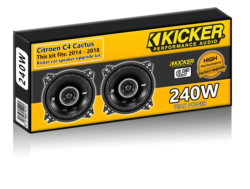Citroen C4 Cactus Porte Arrière Enceintes Kicker 16.5cm 17cm Voiture Mise 240W - Photo 1/1