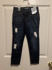 CAT  JACK GIRLS DARK BLUR JEAN JEGGINGS W/LACE TRIM SIZE 5 NEW