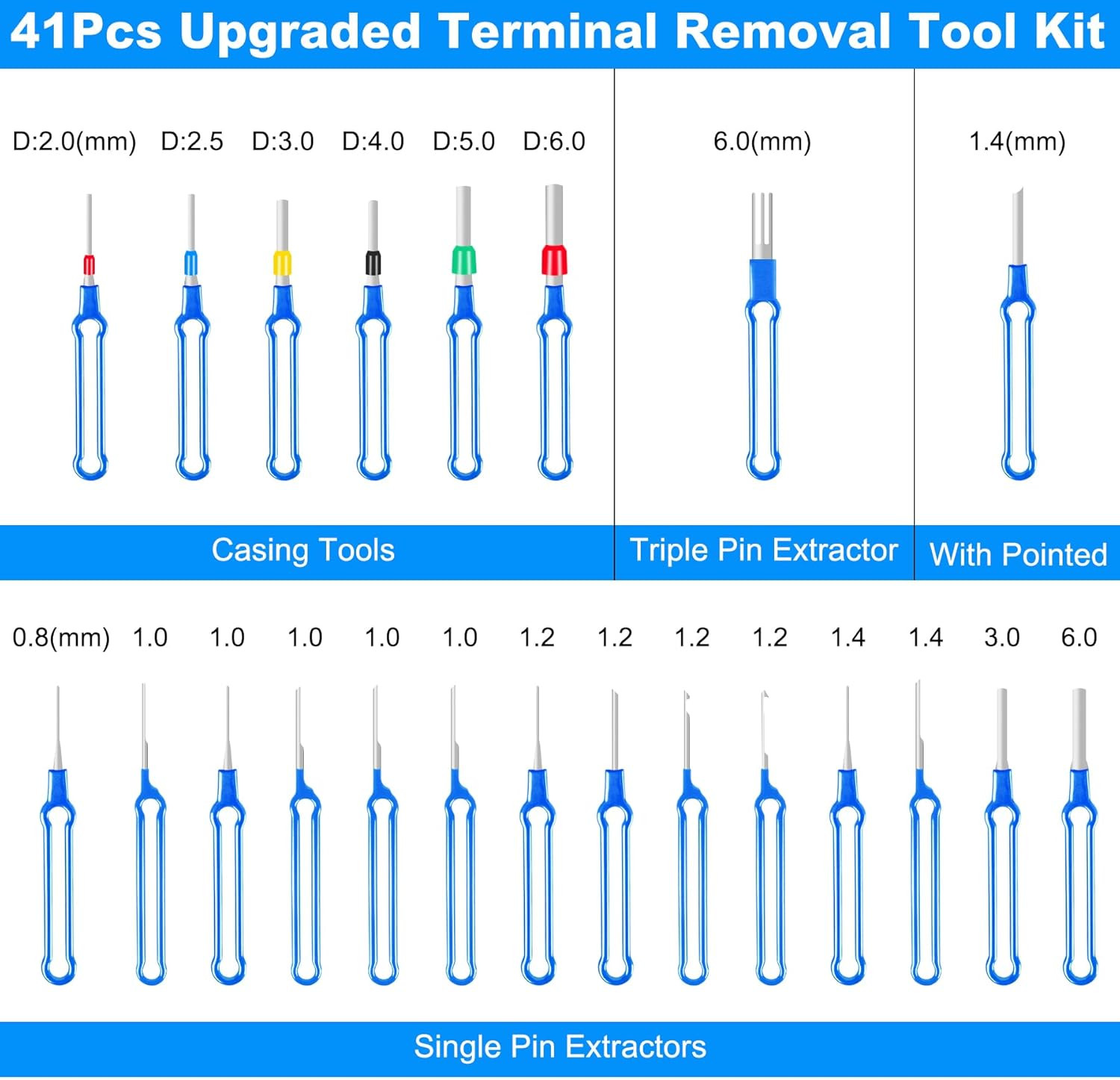 Terminal Removal Tool Kit 41 Pcs Depinning Tool Electrical Connector Pin Removal