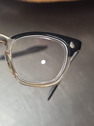 Vintage Pair Of 1950 American Optical 41/2 Two Tone Glasses Black & Clear & BEAU