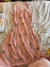 Pink Floral Sleeveless Dress with Lace Detail